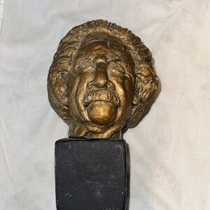 Bronze colored clay Bust Sculpture of Einstein